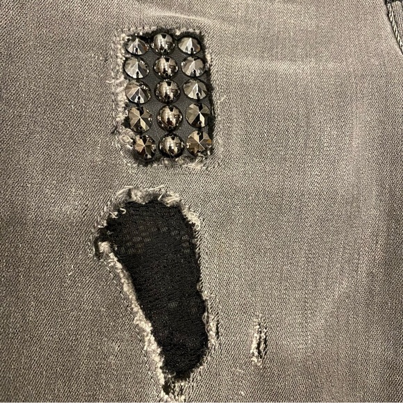 Marciano grey stretch power skinny jean with lace and stud details - Picture 4 of 7